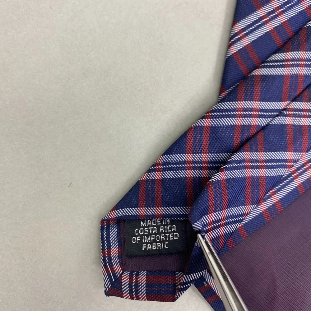 IZOD Plaid Necktie Mens Blue Red White Classic Preppy‎ Minimalist Academia 58x4